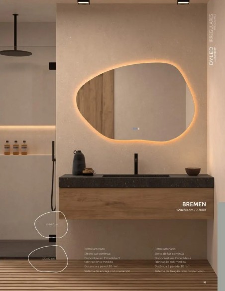 Espejo LED Bremen de Dyled, Standard y Standard Pro