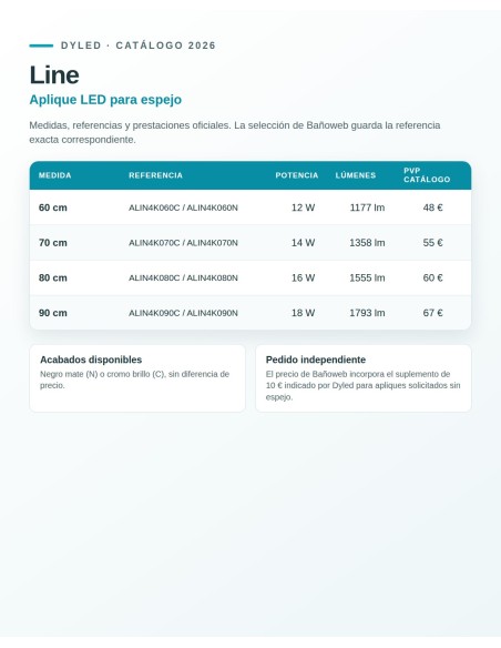 Aplique LED Line de Dyled para espejo, 60-90 cm