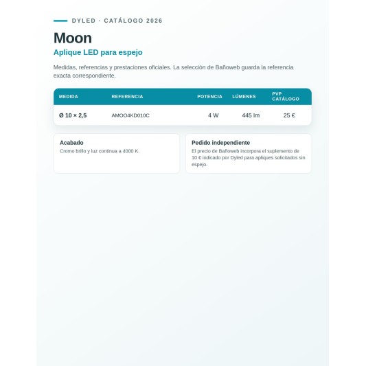 Aplique LED Moon de Dyled para espejo, Ø 10 cm
