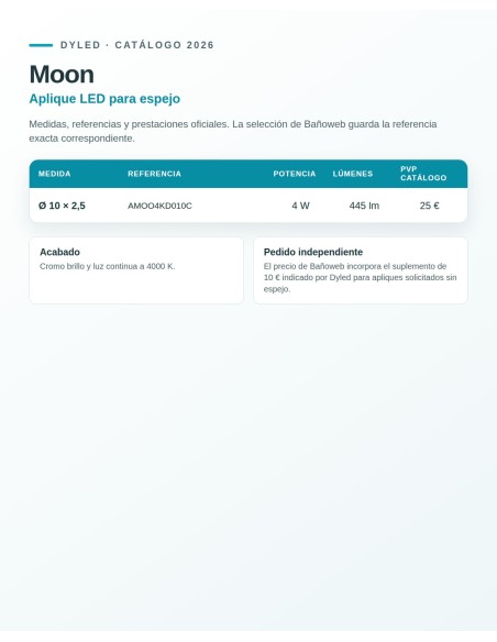 Aplique LED Moon de Dyled para espejo, Ø 10 cm