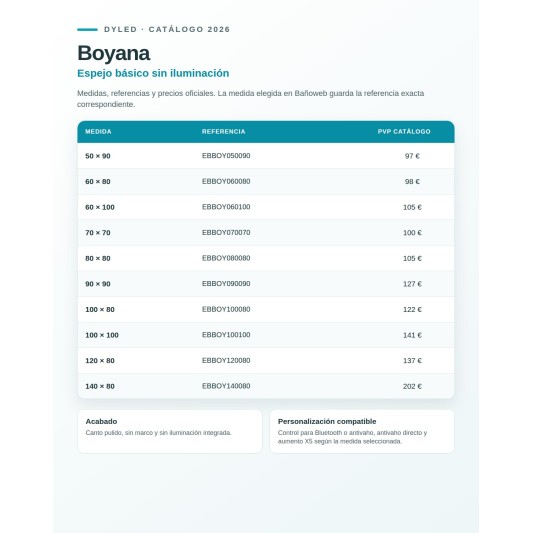 Espejo de baño Boyana de Dyled sin iluminación, 50-140 cm