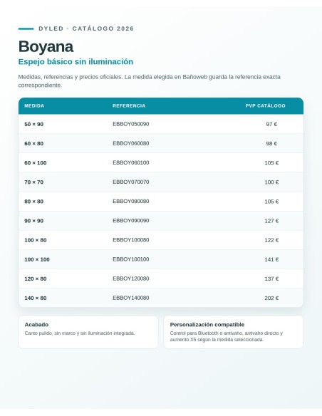 Espejo de baño Boyana de Dyled sin iluminación, 50-140 cm