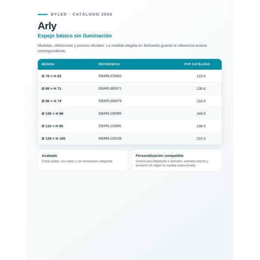 Espejo de baño Arly de Dyled sin iluminación, 70-120 cm