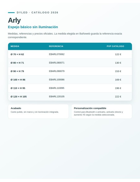 Espejo de baño Arly de Dyled sin iluminación, 70-120 cm