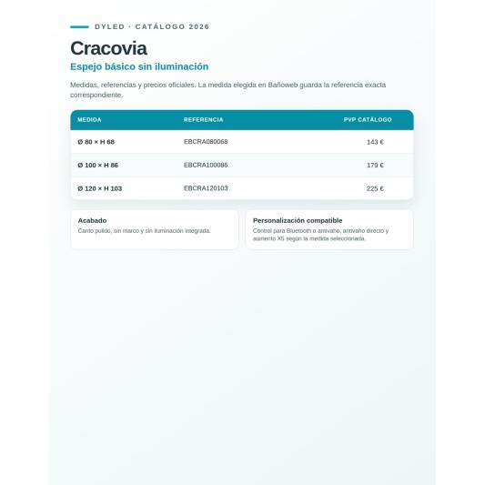 Espejo de baño Cracovia de Dyled sin iluminación, 80-120 cm