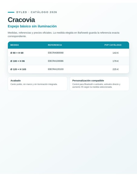 Espejo de baño Cracovia de Dyled sin iluminación, 80-120 cm