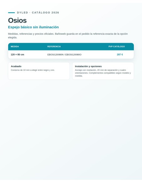 Espejo de baño Osios de Dyled sin iluminación, 120 cm
