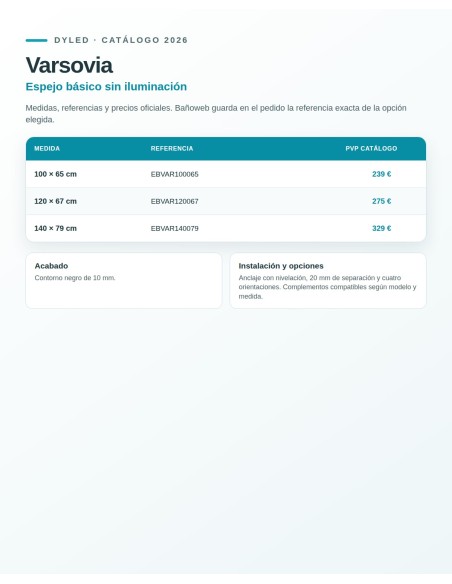 Espejo de baño Varsovia de Dyled sin iluminación, 100-140 cm