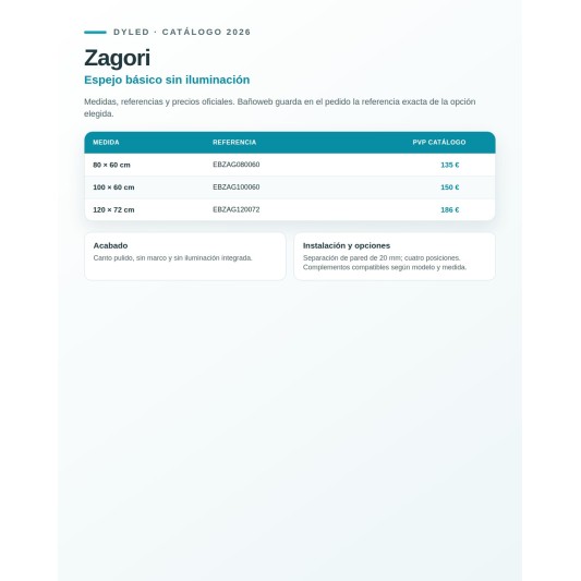 Espejo de baño Zagori de Dyled sin iluminación, 80-120 cm