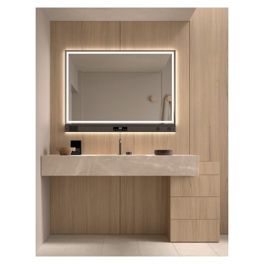 Espejo de baño LED Amalfi de Dyled con barra multifunción, 100-120 cm