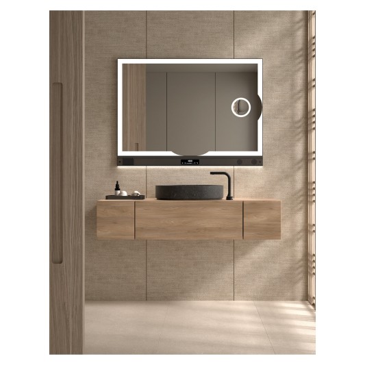 Espejo de baño LED Toscana de Dyled con barra multifunción, 80-160 cm