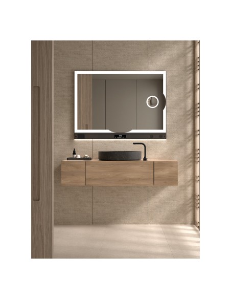 Espejo de baño LED Toscana de Dyled con barra multifunción, 80-160 cm