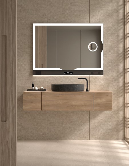 Espejo de baño LED Toscana de Dyled con barra multifunción, 80-160 cm