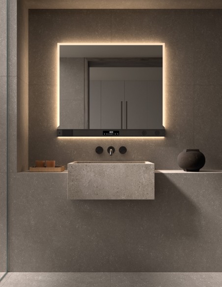 Espejo de baño LED Salzburgo de Dyled con barra multifunción, 60-160 cm