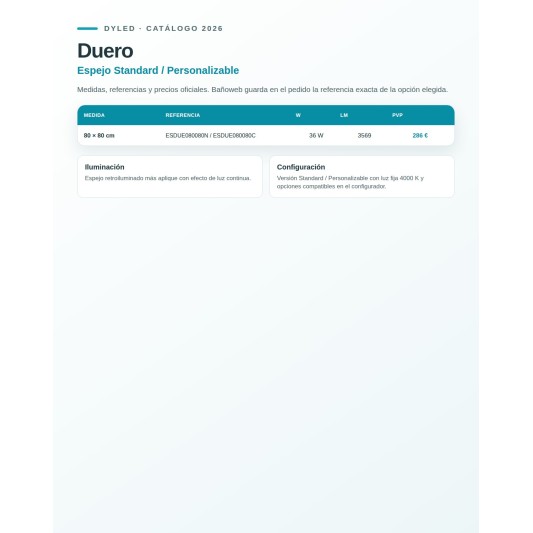 Espejo de baño LED Duero de Dyled Standard / Personalizable, 80 cm