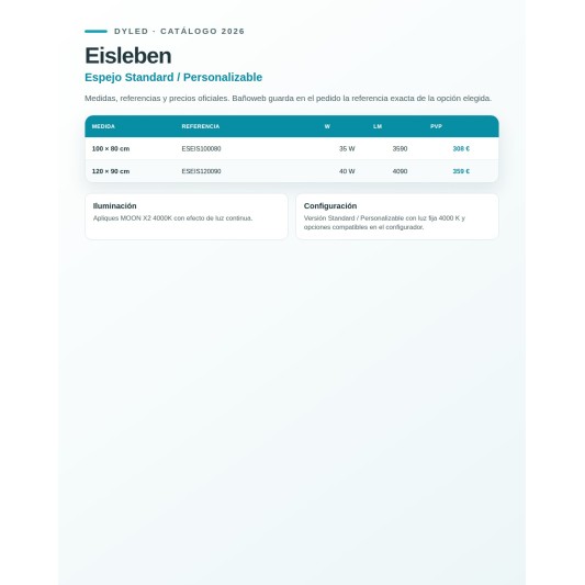 Espejo de baño LED Eisleben de Dyled Standard / Personalizable, 100-120 cm