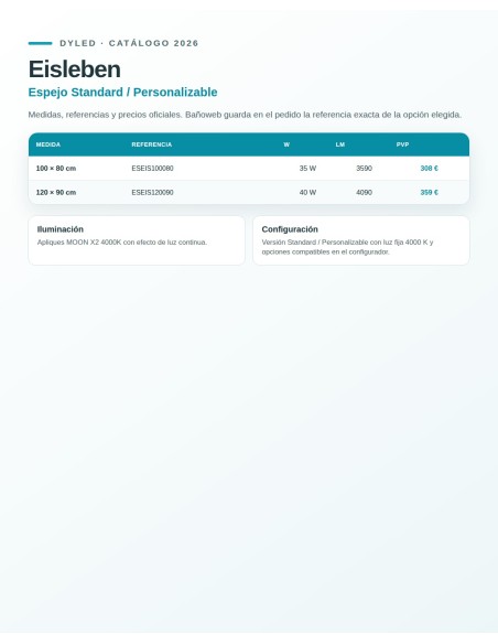 Espejo de baño LED Eisleben de Dyled Standard / Personalizable, 100-120 cm