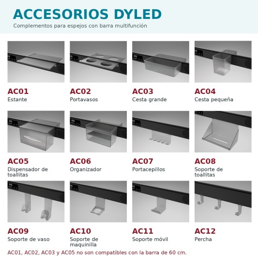 Pack de 3 accesorios DYLED para espejo con barra multifunción 2