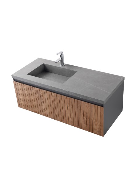 Conjunto de baño Eron 120 cm suspendido de Armobany en Roble con lavabo y espejo LED