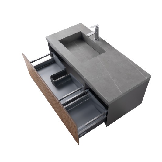 Conjunto de baño Eron 120 cm suspendido de Armobany en Roble con lavabo y espejo LED