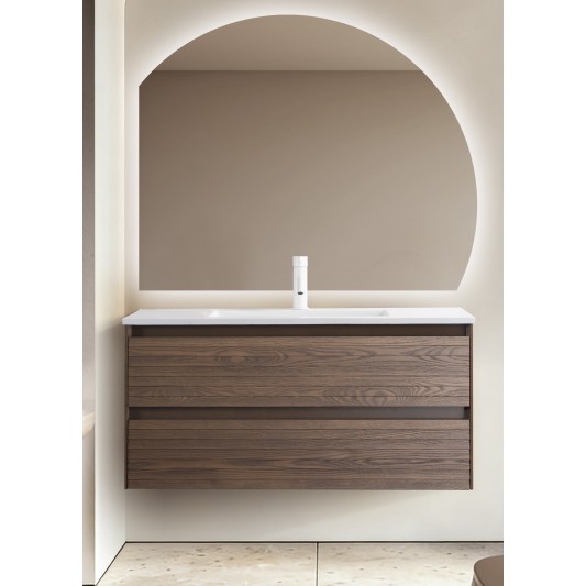 Conjunto de baño Savoy 100 cm suspendido de Armobany en Nogal con lavabo y espejo LED
