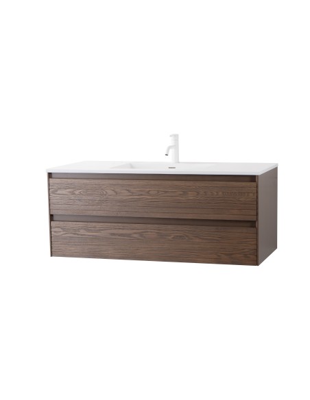 Conjunto de baño Savoy 100 cm suspendido de Armobany en Nogal con lavabo y espejo LED