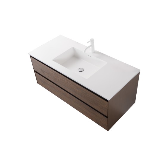 Conjunto de baño Savoy 100 cm suspendido de Armobany en Nogal con lavabo y espejo LED