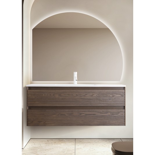 Conjunto de baño Savoy 120 cm suspendido de Armobany en Nogal con lavabo y espejo LED