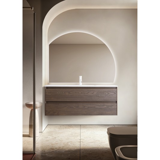 Conjunto de baño Savoy 120 cm suspendido de Armobany en Nogal con lavabo y espejo LED