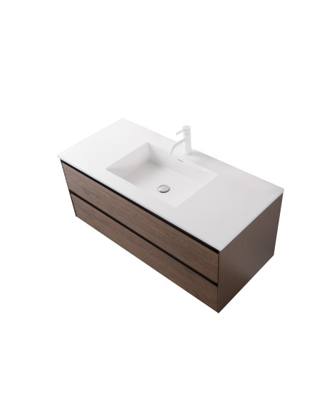 Conjunto de baño Savoy 120 cm suspendido de Armobany en Nogal con lavabo y espejo LED