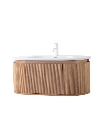 Conjunto de baño Legna 100 cm suspendido de Armobany en Roble con lavabo y espejo LED