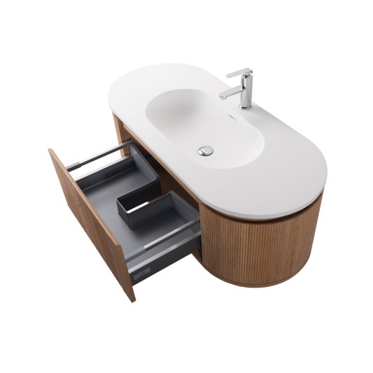 Conjunto de baño Legna 120 cm suspendido de Armobany en Roble con lavabo y espejo LED