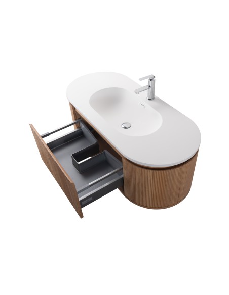 Conjunto de baño Legna 120 cm suspendido de Armobany en Roble con lavabo y espejo LED