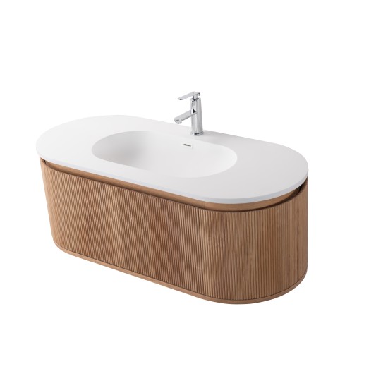Conjunto de baño Legna 120 cm con patas de Armobany en Roble con lavabo y espejo LED