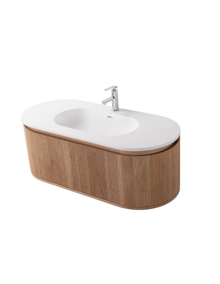 Conjunto de baño Legna 120 cm con patas de Armobany en Roble con lavabo y espejo LED