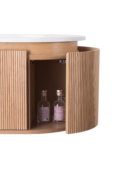 Conjunto de baño Legna 120 cm con patas de New Bath en Roble con lavabo y espejo LED