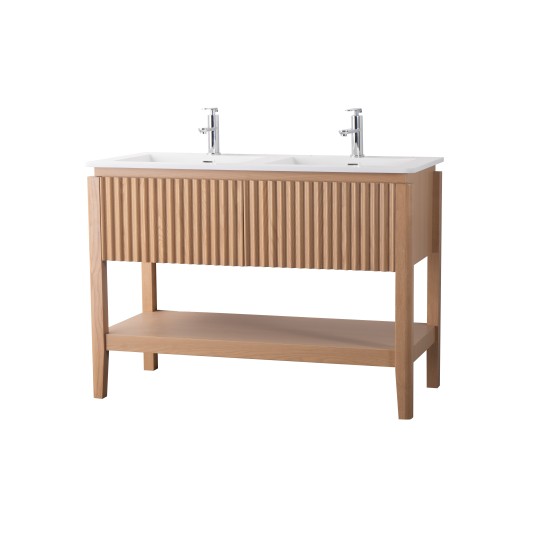 Conjunto de baño Natura 120 cm con patas de Armobany en Roble con lavabo y espejo LED