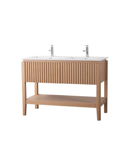 Conjunto de baño Natura 120 cm con patas de Armobany en Roble con lavabo y espejo LED