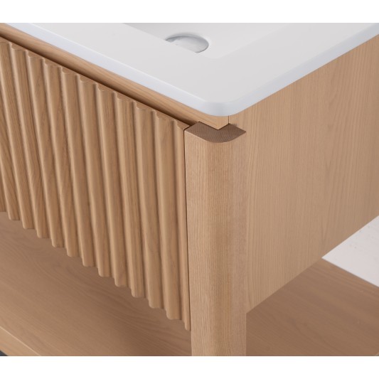 Conjunto de baño Natura 120 cm con patas de Armobany en Roble con lavabo y espejo LED
