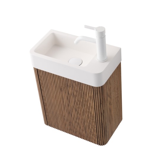 Conjunto de baño Zenna 40 cm suspendido de Armobany en Nogal con lavabo y espejo LED