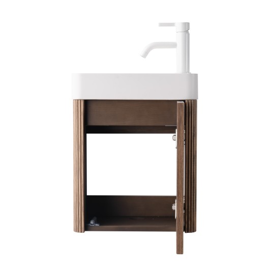 Conjunto de baño Zenna 40 cm suspendido de New Bath en Nogal con lavabo y espejo LED