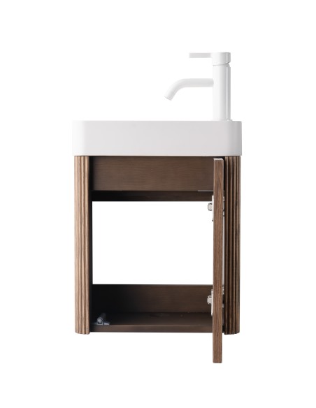 Conjunto de baño Zenna 40 cm suspendido de New Bath en Nogal con lavabo y espejo LED