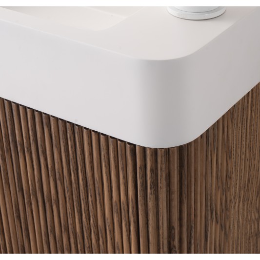 Conjunto de baño Zenna 40 cm suspendido de Armobany en Nogal con lavabo y espejo LED