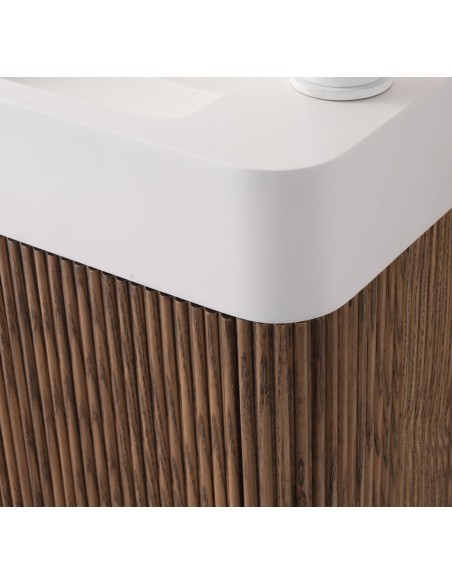 Conjunto de baño Zenna 40 cm suspendido de New Bath en Nogal con lavabo y espejo LED