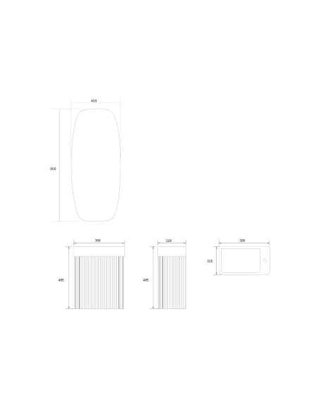 Conjunto de baño Zenna 40 cm suspendido de Armobany en Nogal con lavabo y espejo LED · Plano técnico