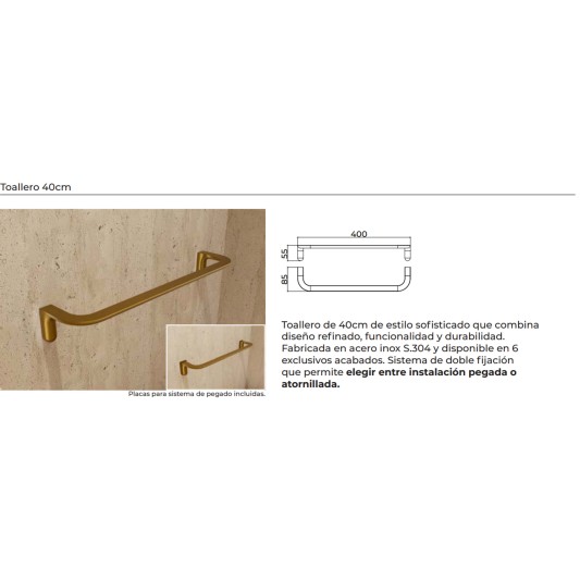 Toallero de baño de 40 cm cromo Aura de Medimex CAA006-03 2