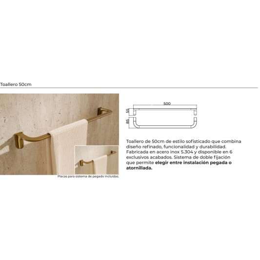 Toallero de baño de 50 cm negro mate Aura de Medimex CAA006-04/NG 2