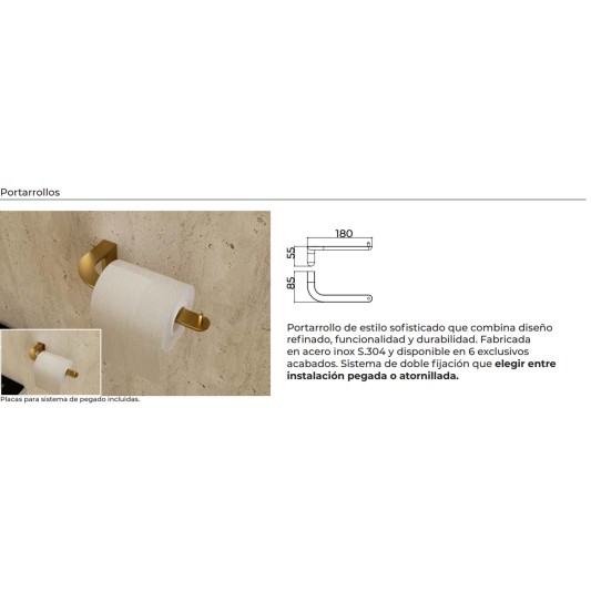 Portarrollos de baño oro cepillado Aura de Medimex CAA006-08/OC 2