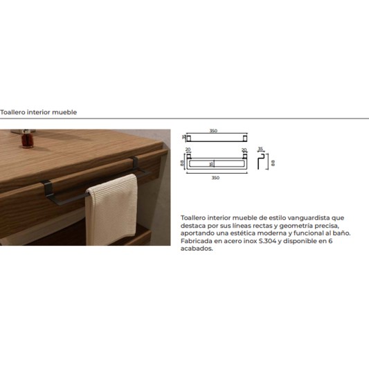 Toallero interior para mueble de baño negro mate Form de Medimex CAF008-10/NG 2