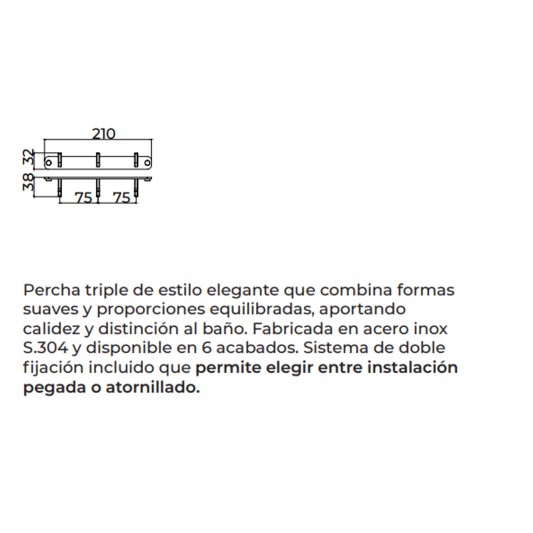 Percha triple de baño cromo Nova de Medimex CAN007-02 2